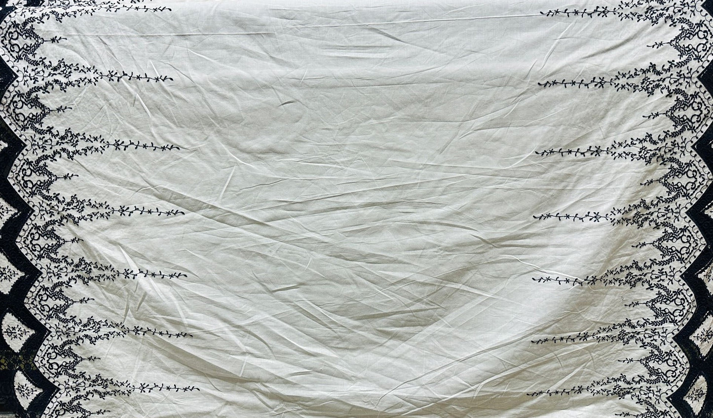 Cotton Eyelet - Navy Embroidered