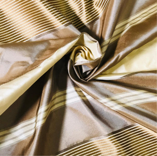 Silk Taffeta - Brown Stripe