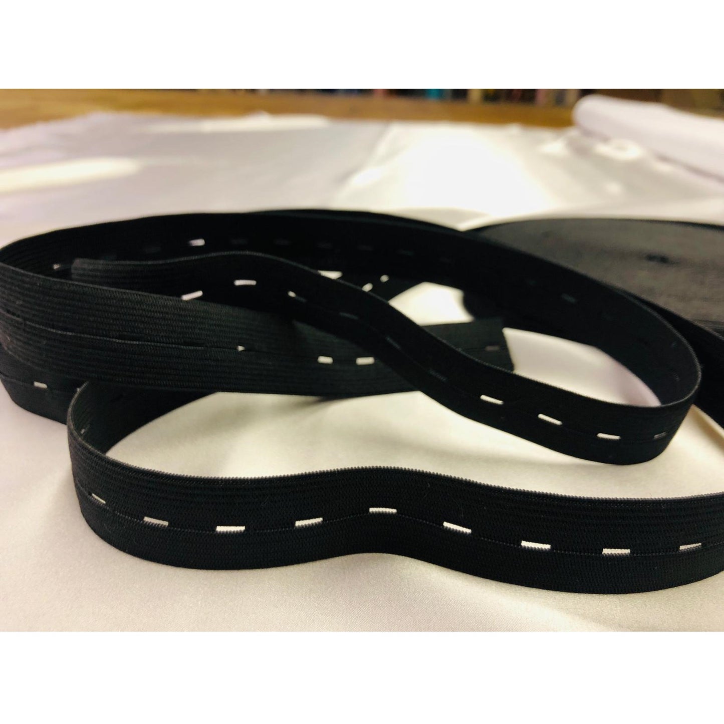 Black 1" Buttonhole Elastic