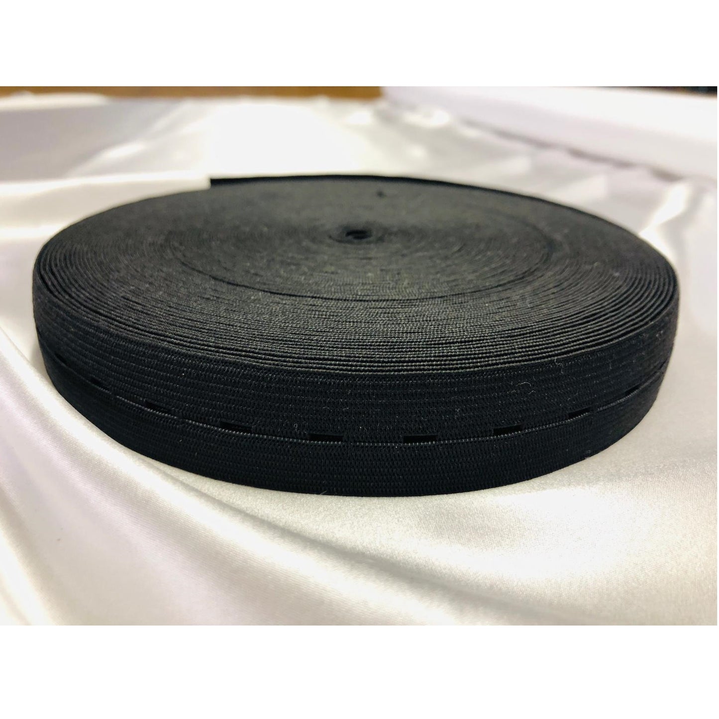 Black 1" Buttonhole Elastic