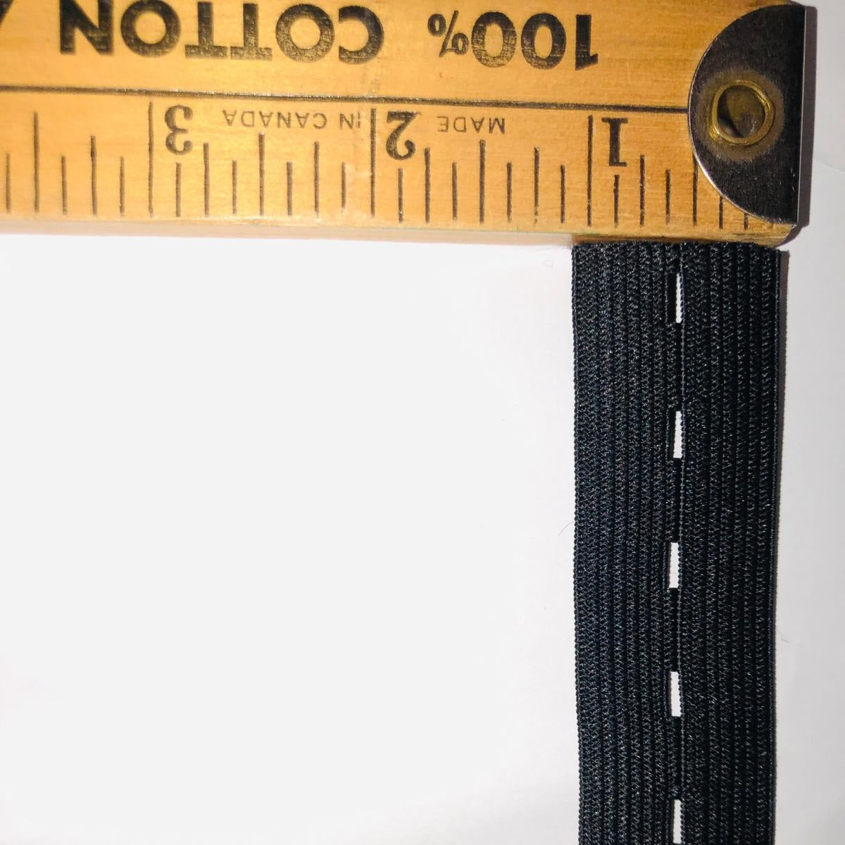 Black 1" Buttonhole Elastic