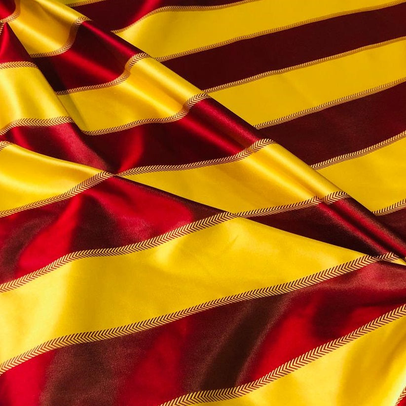 Silk Taffeta - Red/Gold Stripe
