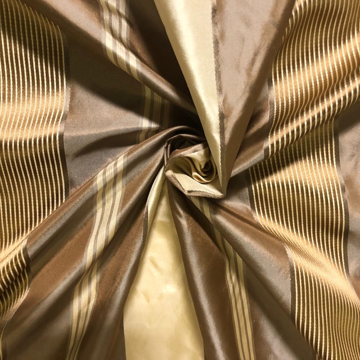 Silk Taffeta - Brown Stripe