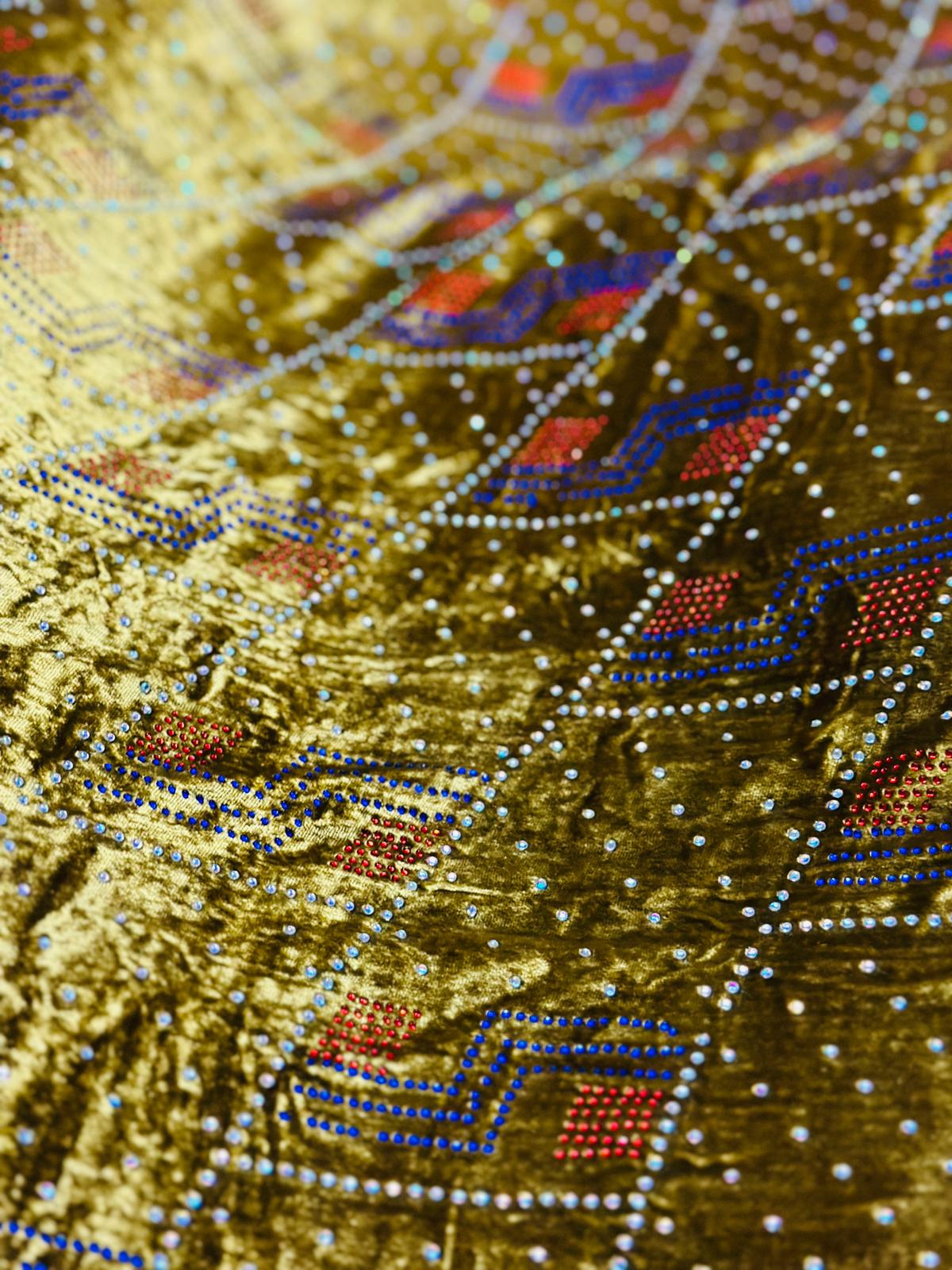 Silk Velvet Beaded - Olive Square