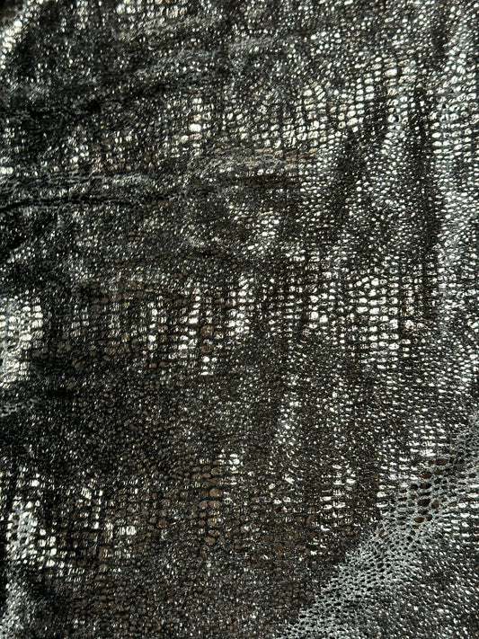 Stretch Velvet Snake Skin - Black