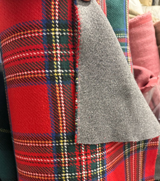 Heavy Wool Blend Plaid - Red