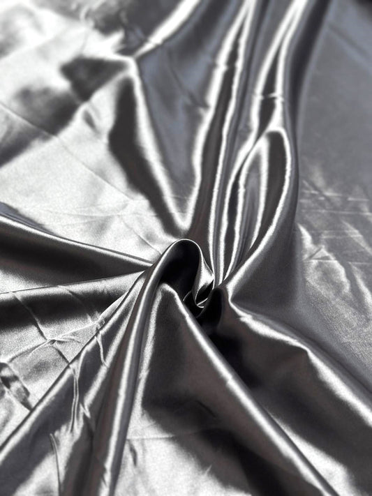 Stretch Satin - Charcoal
