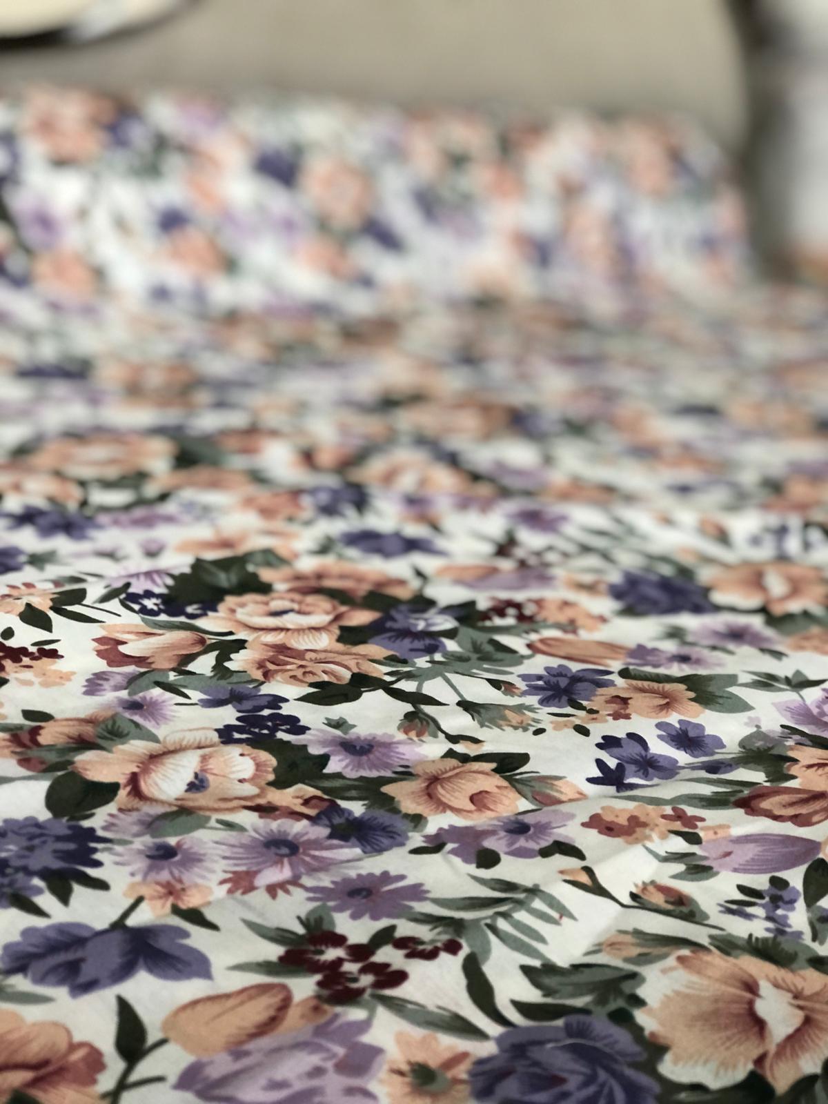 Poly Cotton Sheeting - Floral Print A (90")