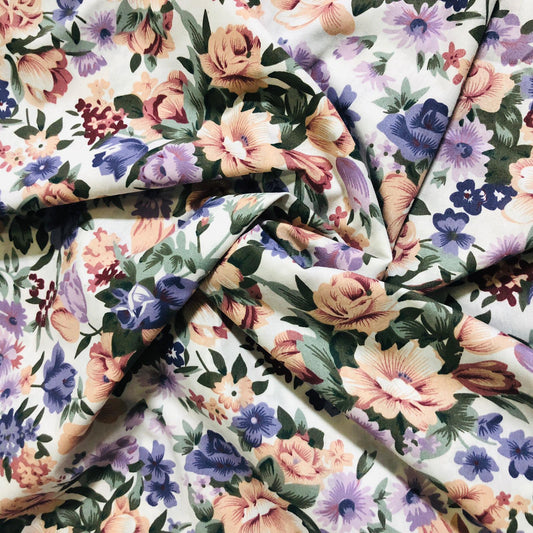 Poly Cotton Sheeting - Floral Print A (90")