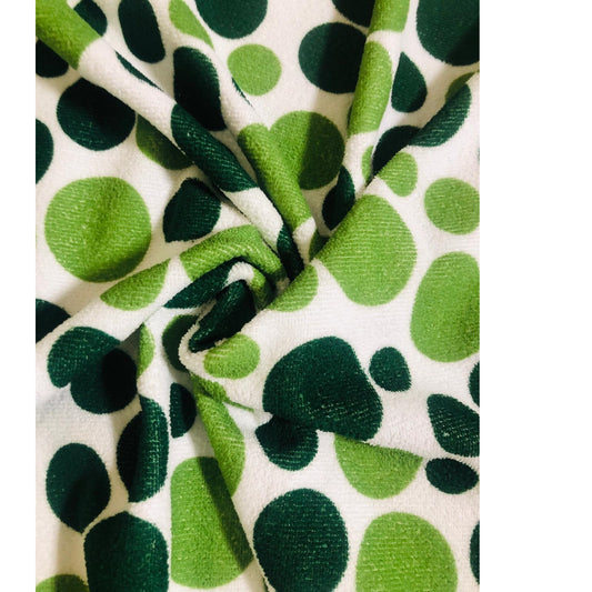 Printed Micro Terry - Green Dots