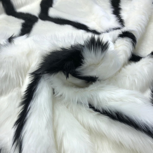 Faux Fur - Black/White Diamond